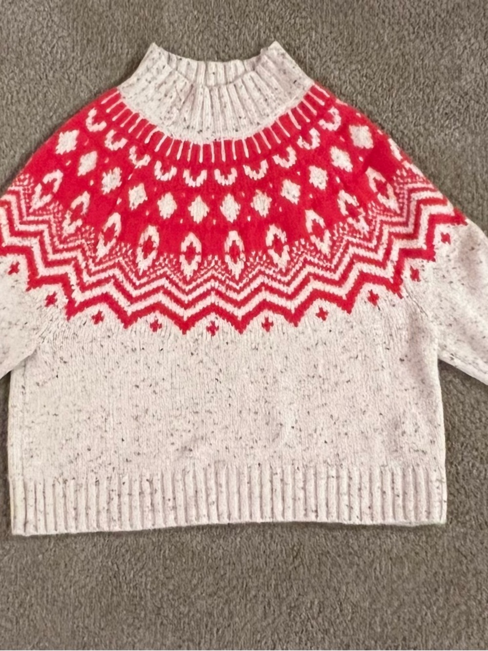 Cozy Red & Cream Nordic Yoke Sweater - Women's. Old navy size small